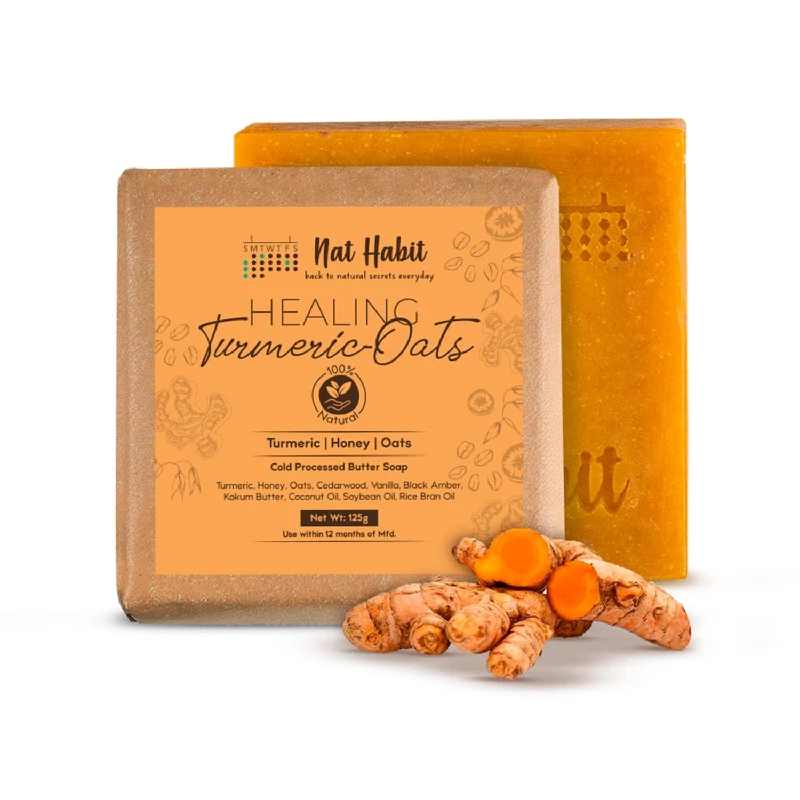 Nat Habit Handmade Healing Turmeric-Oats Butter Bath Soap, 125 g-1.webp